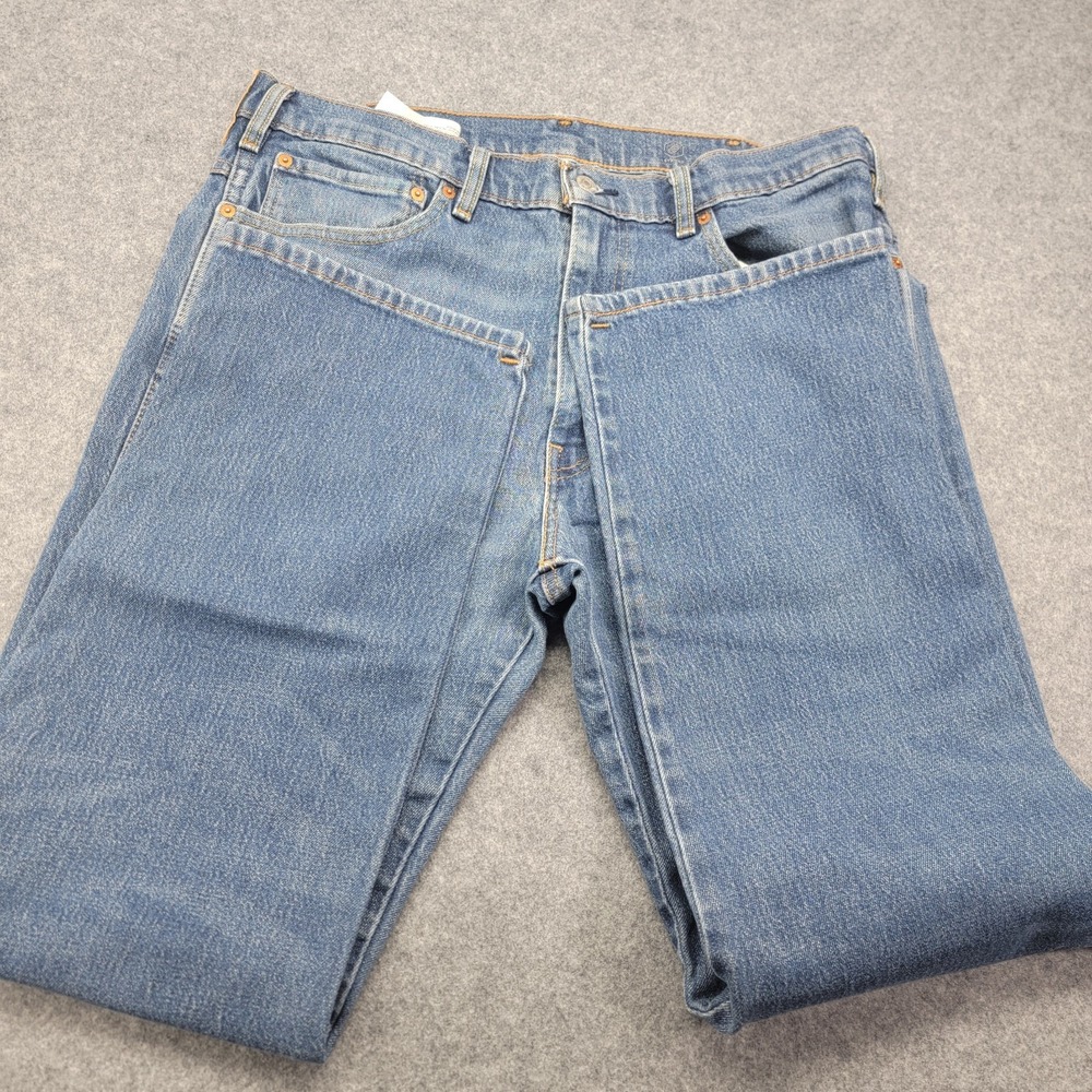 Levis Jeans Mens 38x32 Regular Fit Straight Leg Light Wash Blue 505 500 Series - Picture 5 of 11